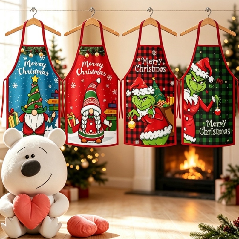 Home Cooking Dinner - 1pc Merry Christmas Gnome Apron Kitchen