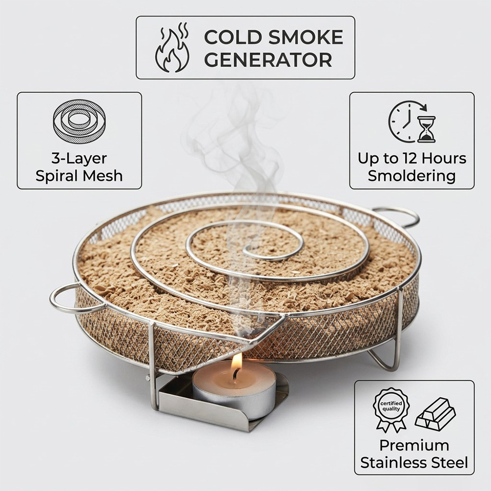 Round Stainless Steel Smoking  - Smoker Box Wood Chip recension och pris