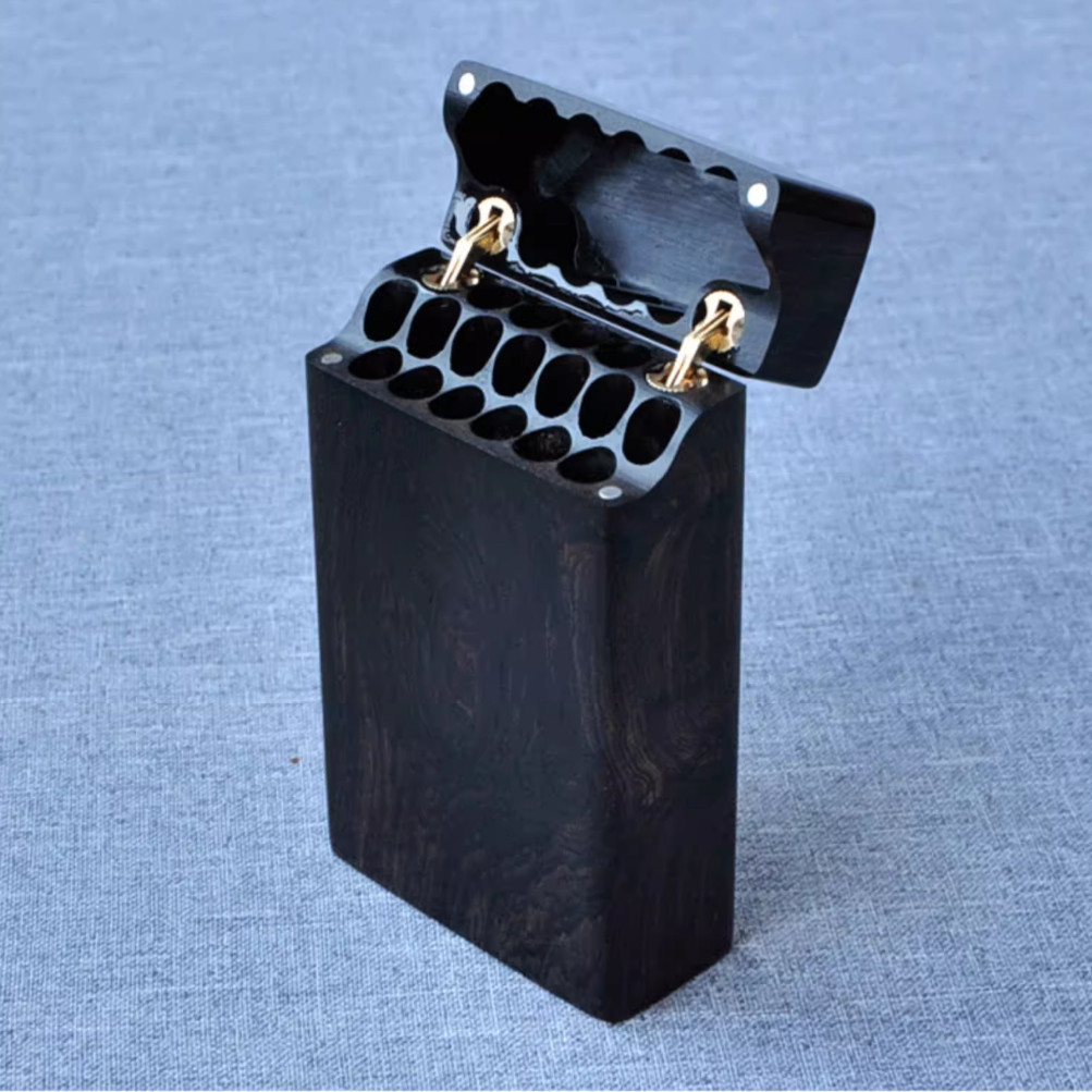 Ebony Flip Cigarette Case Port - Smoker Box Wood Chip recension och pris