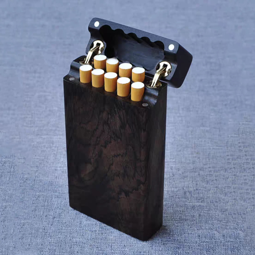 Ebony Flip Cigarette Case Port - Smoker Box Wood Chip recension och pris
