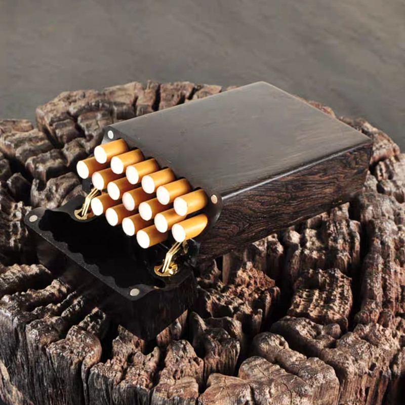 Ebony Flip Cigarette Case Port - Smoker Box Wood Chip recension och pris