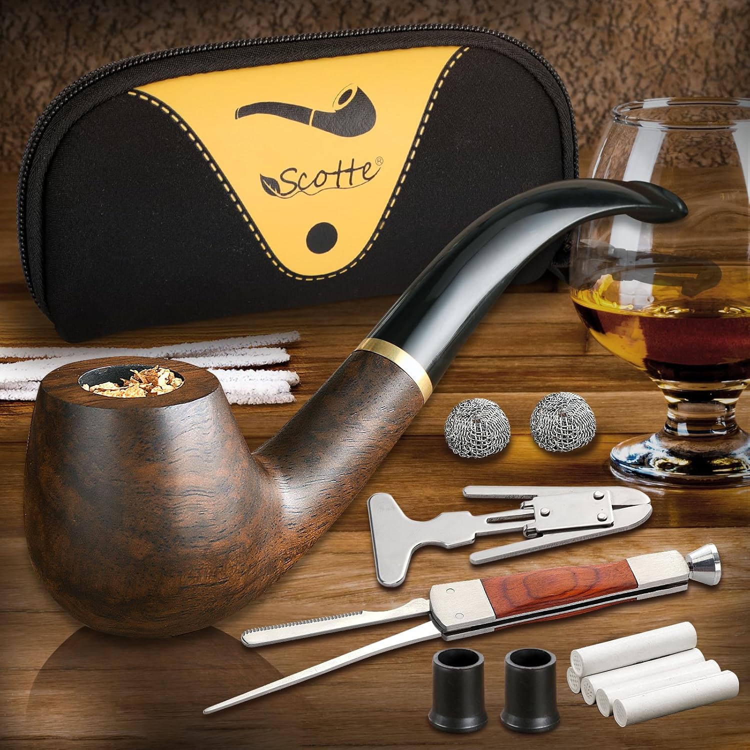 Tobacco Pipe Handmade Ebony Wo - Smoker Box Wood Chip recension och pris